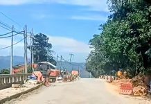 Jln Tamparuli-Kionsom Lama-Kiulu yang runtuh di simpang Kg Bungalio kini boleh dilalui semua jenis kenderaan